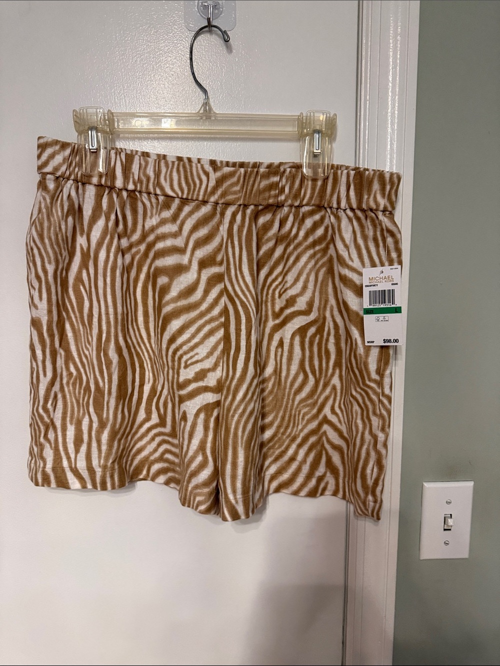 Michael Kors Tan & White Zebra-Print Women's Shorts